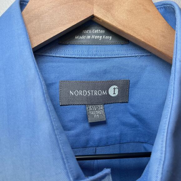 Nordstrom Tailored Fit Men's Long Sleeve Button Dress Shirt Blue Size 15.5-34 - Picture 3 of 5